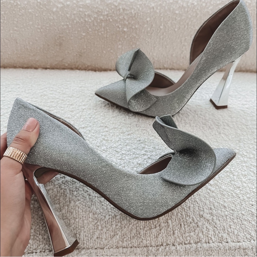 Elegant Silver Lace Heels